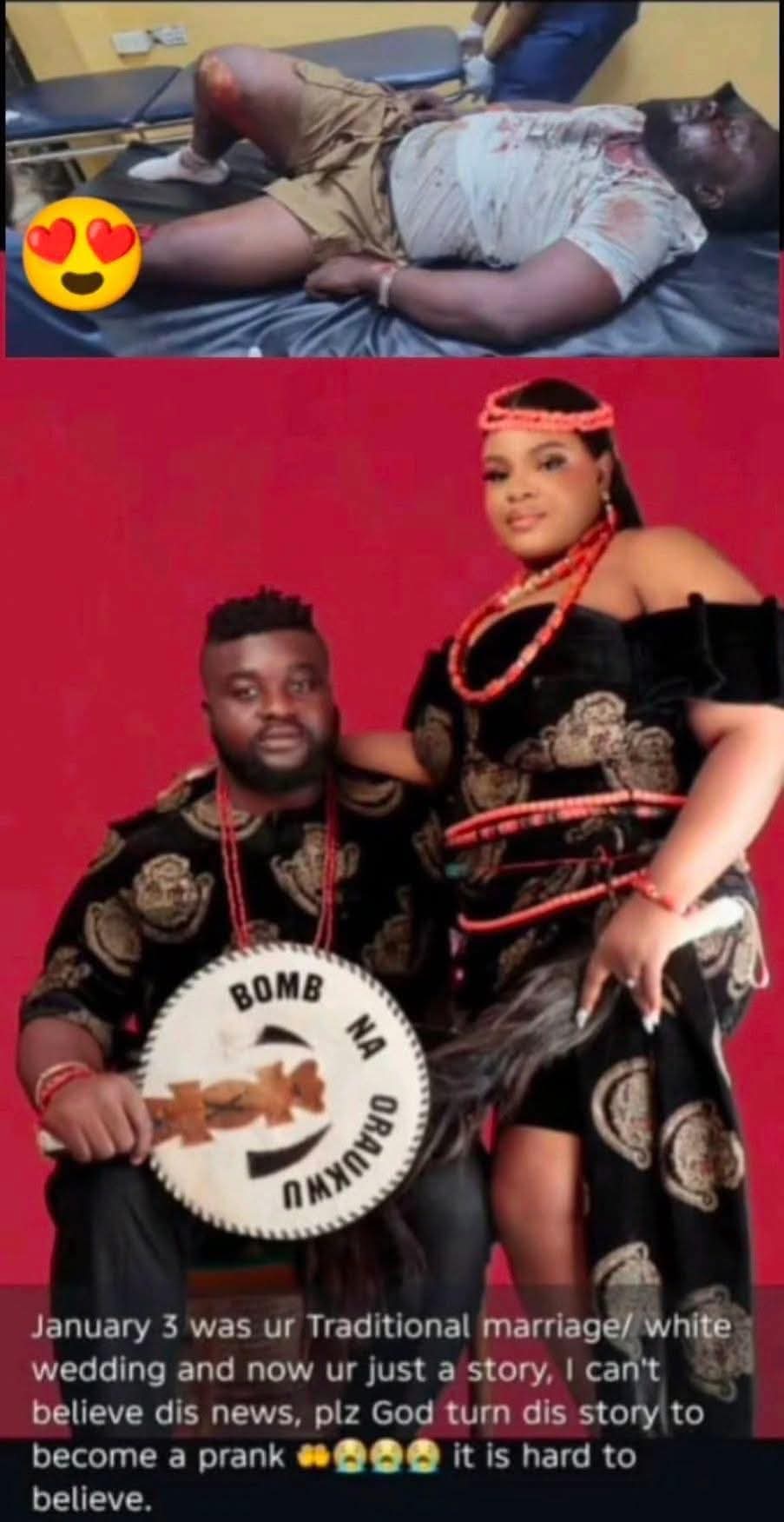 Sad: Man dies few days after his wedding. 