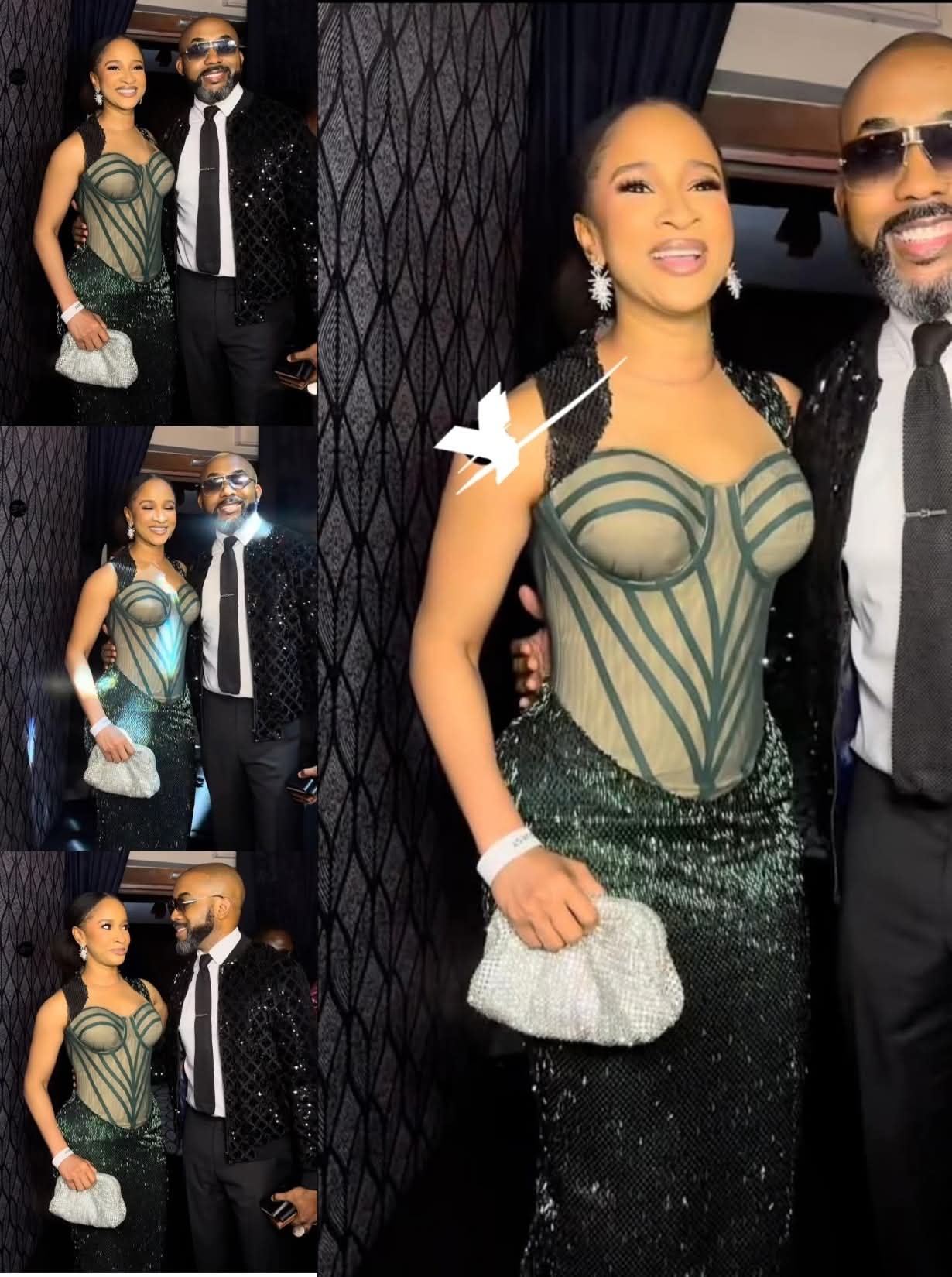 Actress Adesua and husband,  Banky W. Step out in new style. 
