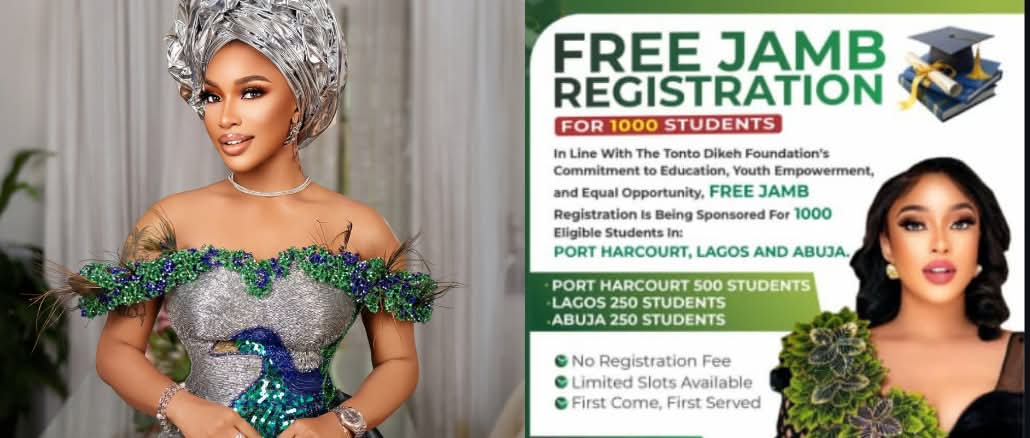 Actress Tonto Dike to sponsor 1000 students. 