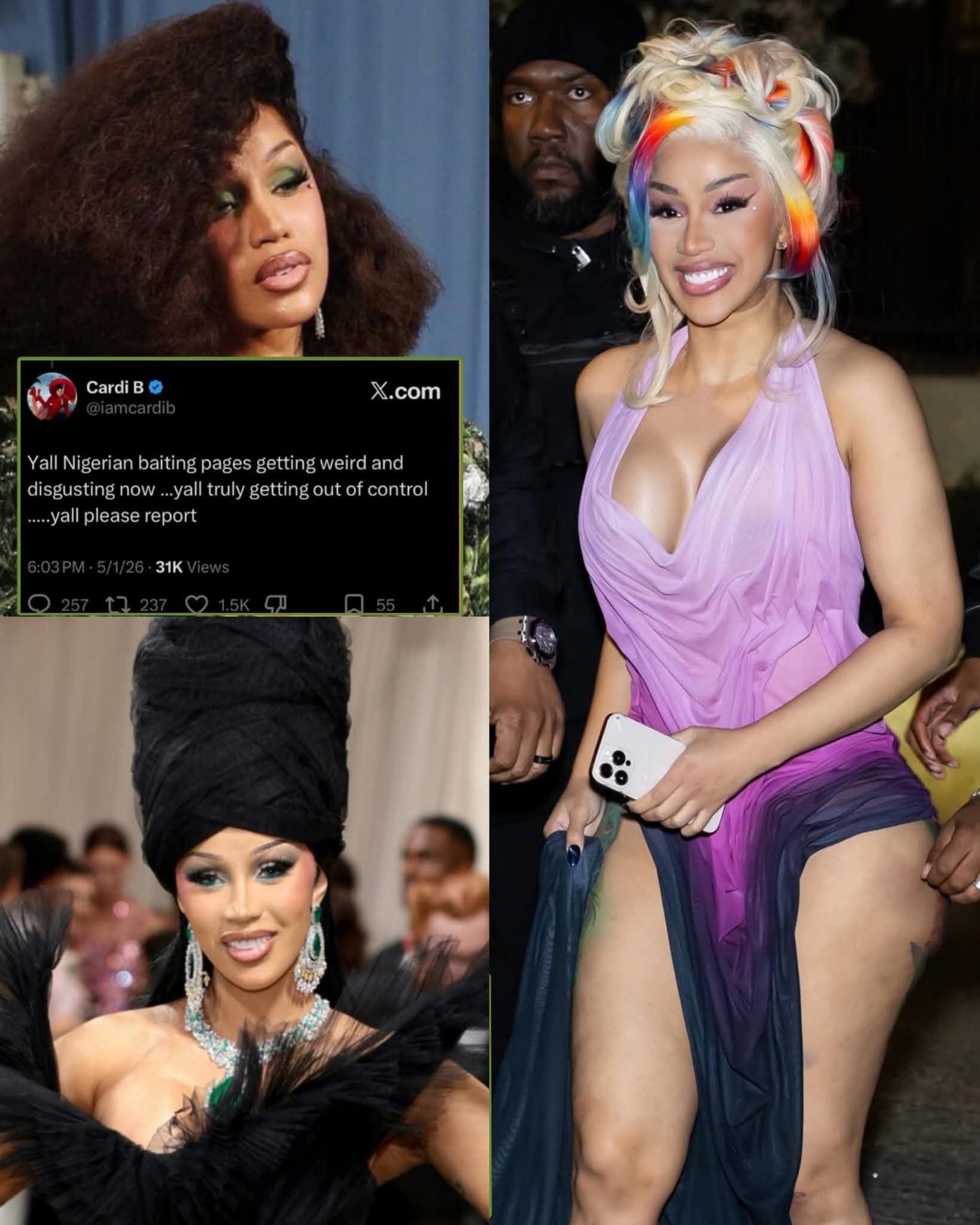Drama as Singer Cardi B express sadness. 